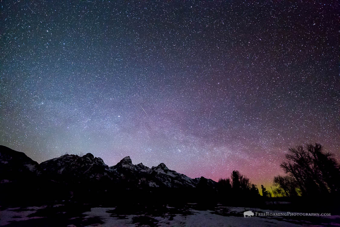 Northern Lights Over the Teton Mountains - Wyoming Stargazing