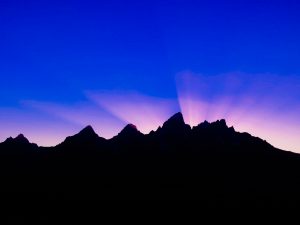 Crepuscular Rays Teton Range, Gorman